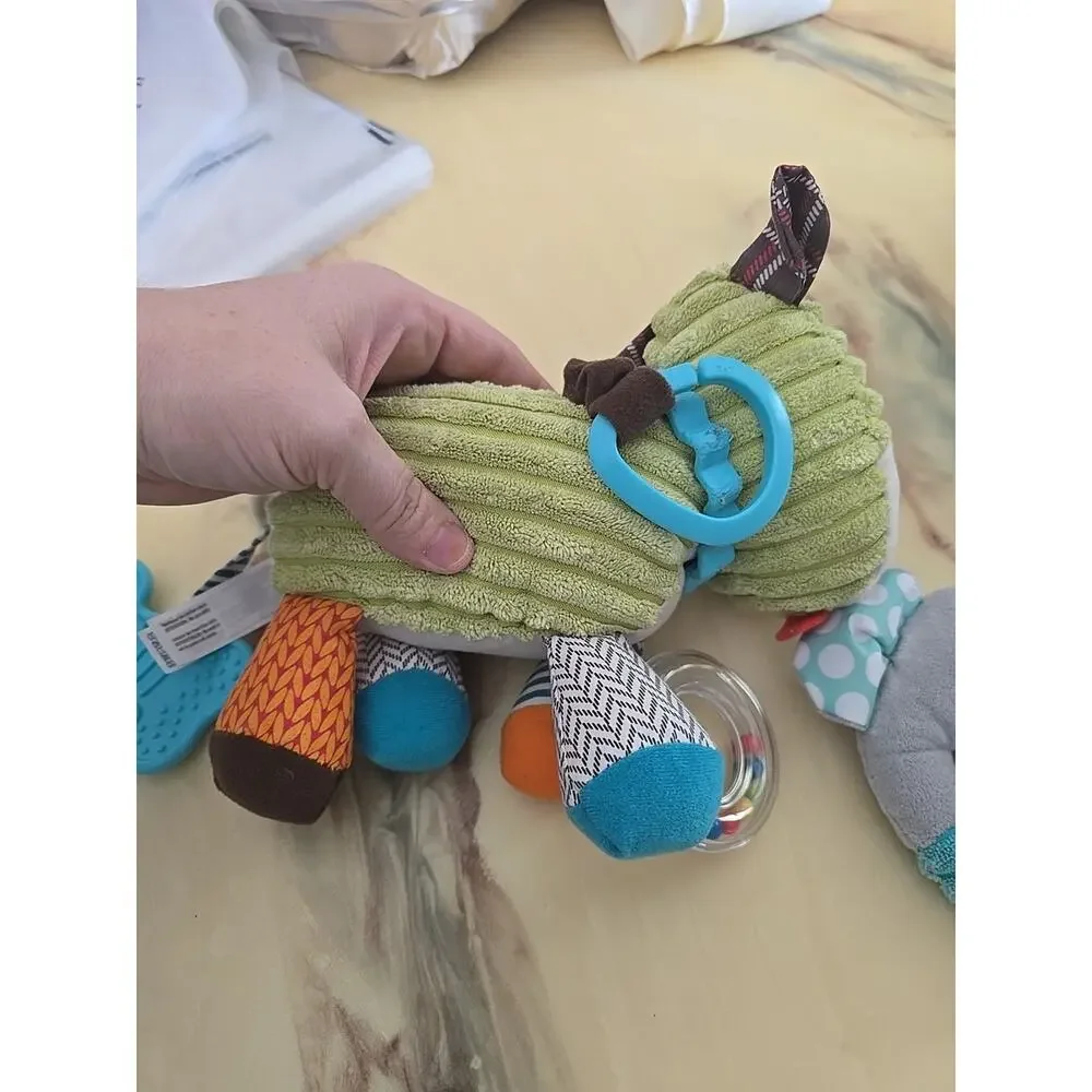 Lot of 2 Skip Hop Bandana Buddies Activity Puppy & Elephant‎ Rattle Baby Toys